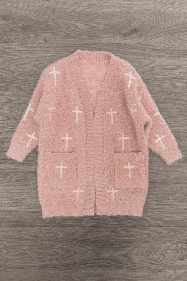 Mom & Me - Blush Pink Cross Cardigan | Sparkle in Pink