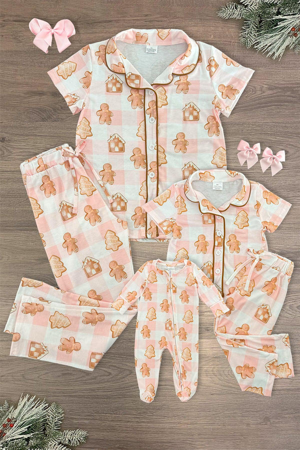 Mom & Me - Pink Checkered Gingerbread Pajamas | Sparkle in Pink
