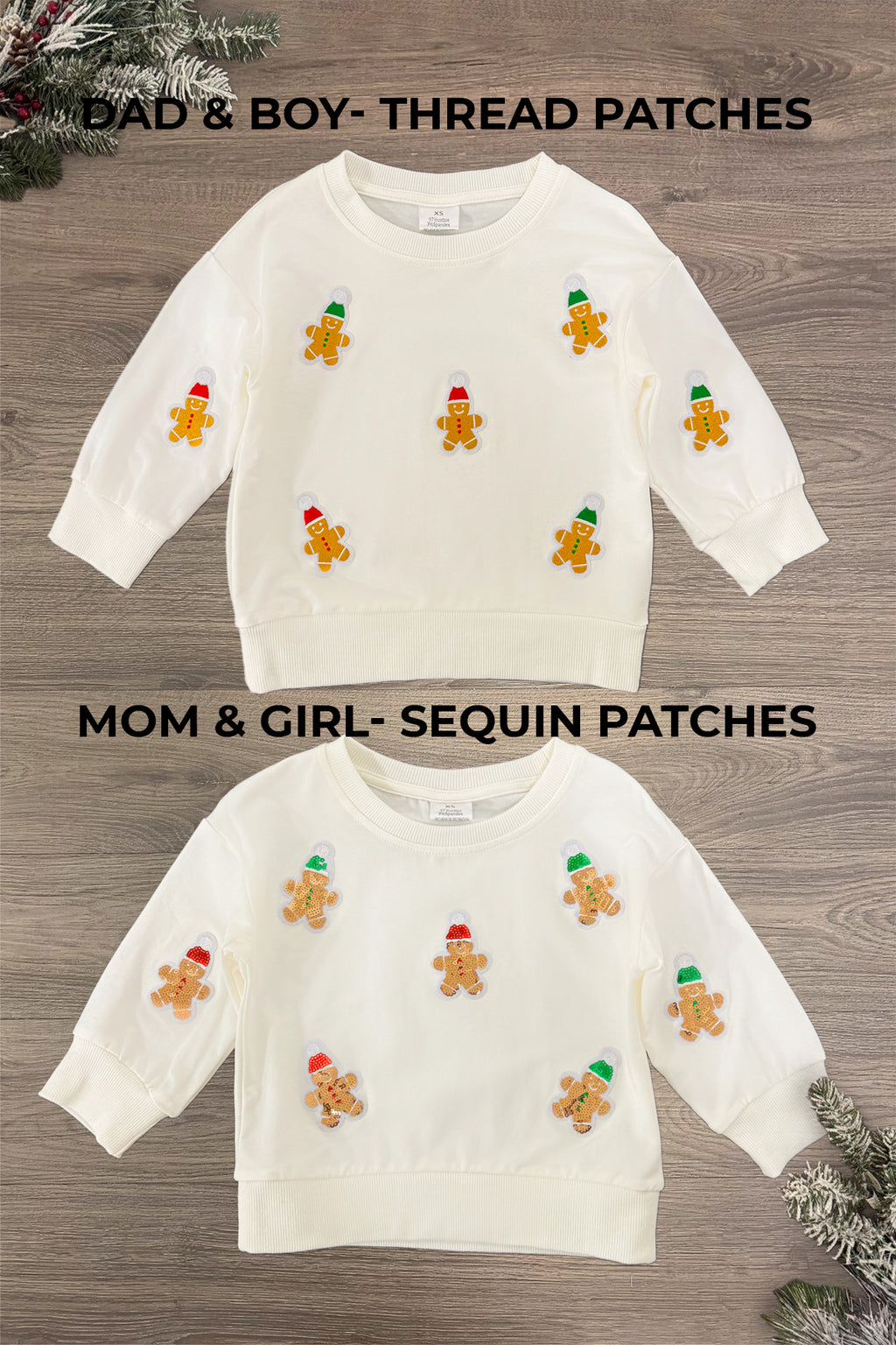 Cream Sequin Gingerbread Man Family Tops | Sparkle in Pink