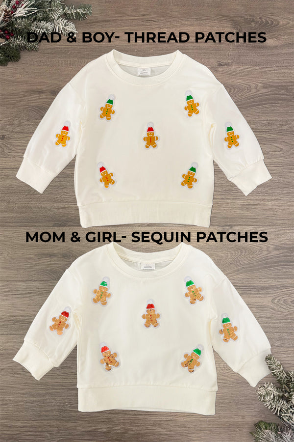 Cream Sequin Gingerbread Man Family Tops | Sparkle in Pink