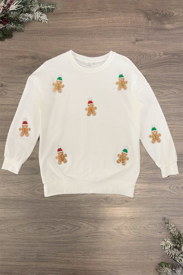 Cream Sequin Gingerbread Man Family Tops | Sparkle in Pink