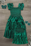 Mom & Me - Red & Green Metallic Dress