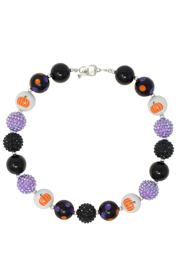 Pumpkin Rhinestone Bubblegum Necklace - Sparkle in Pink