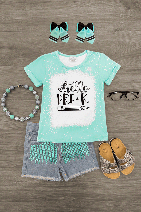 "Hello Grade" Mint Top | Sparkle in Pink