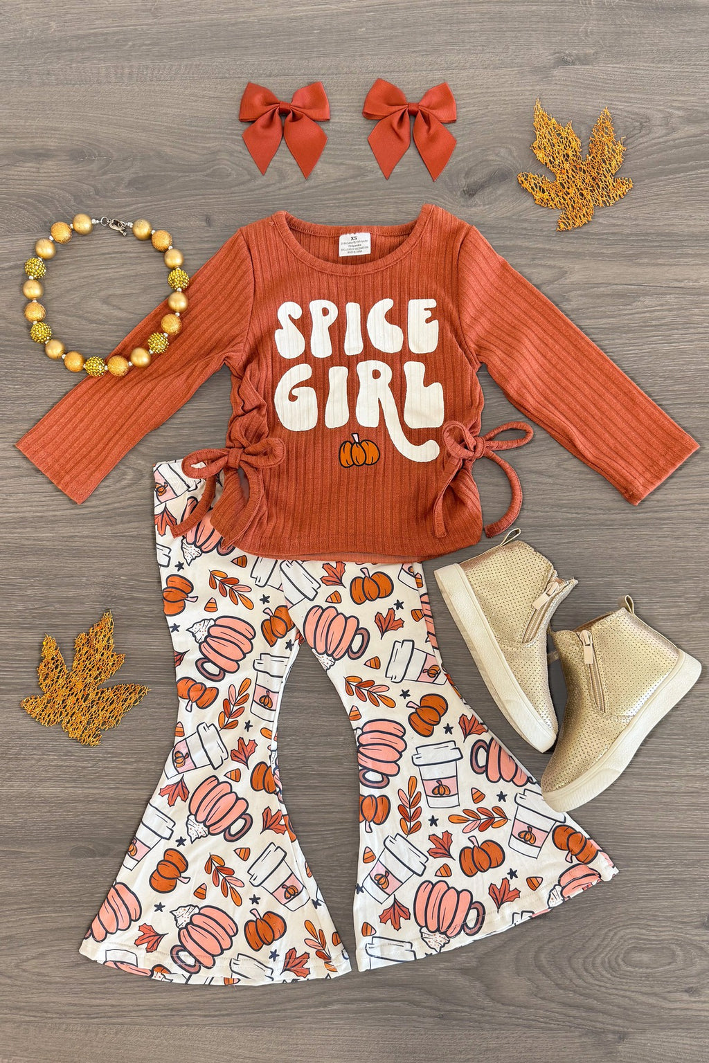 "Spice Girl" Pumpkin Bell Bottom Set | Sparkle in Pink