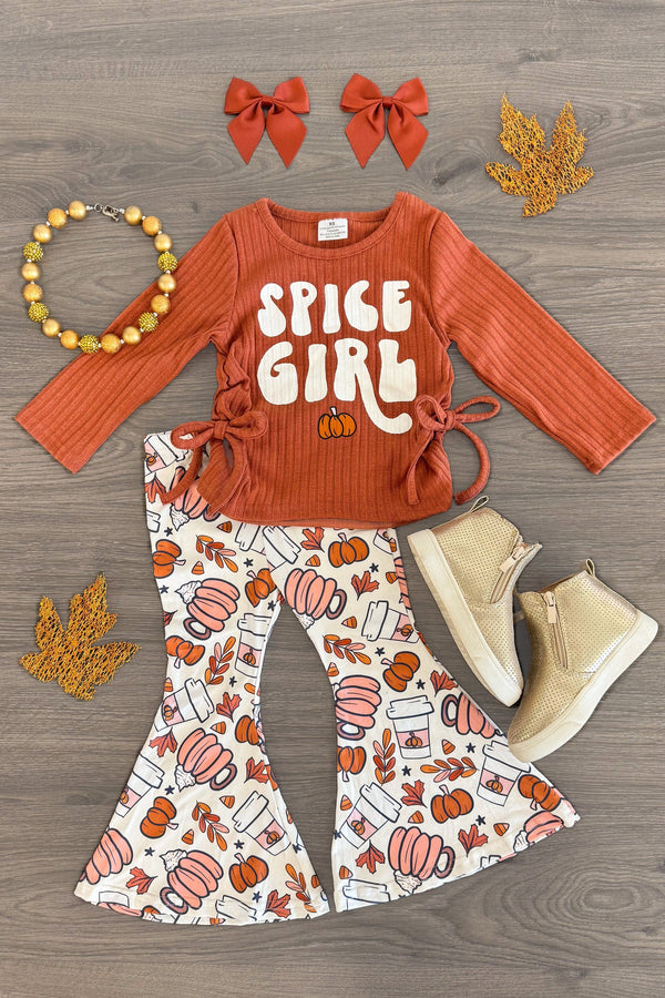 "Spice Girl" Pumpkin Bell Bottom Set | Sparkle in Pink