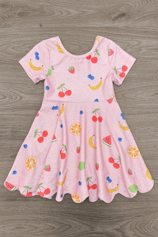 Pink Glitter Fruit Dress | Girls' Spring & Summer Clothing Sparkle In Pink Pink Glitter Fruit Dress | Girls' Spring & Summer Clothing Sparkle In Pink