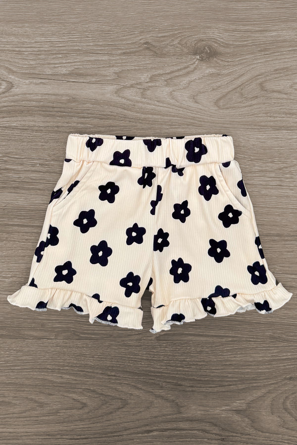 Cream Flower Short Set | Sparkle in Pink