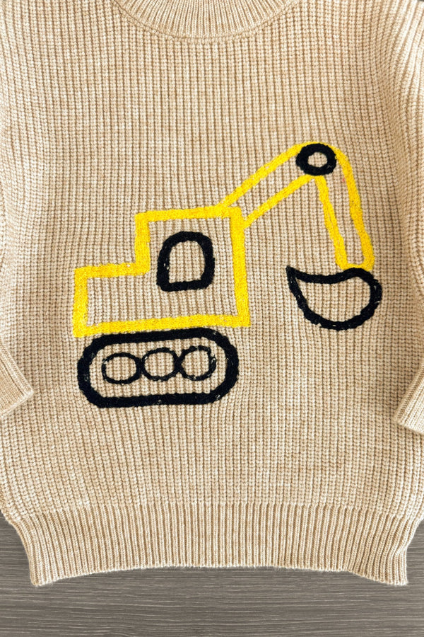 Tan Tractor Sweater | Sparkle in Pink