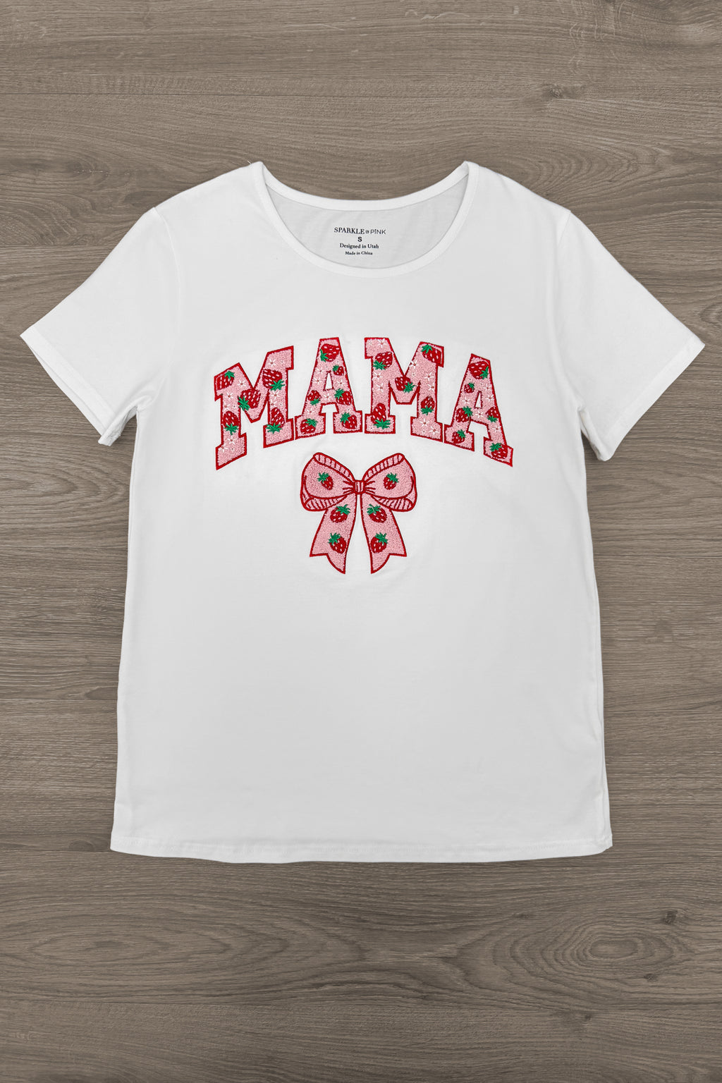 Mom & Me - "Mama & Mini" Strawberry Chenille Patch Top | Sparkle in Pink