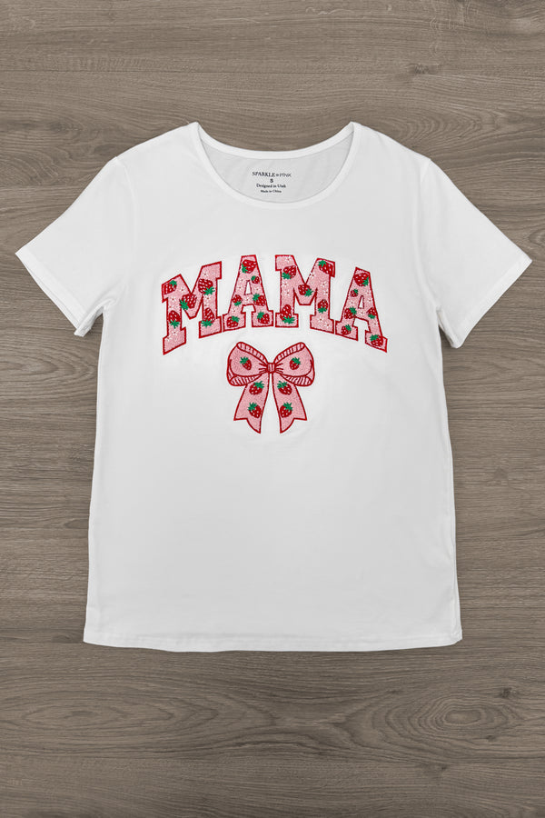Mom & Me - "Mama & Mini" Strawberry Chenille Patch Top | Sparkle in Pink