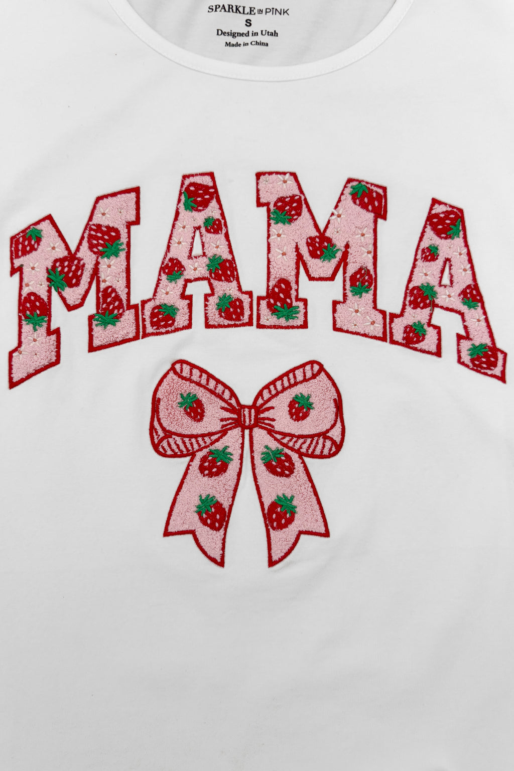 Mom & Me - "Mama & Mini" Strawberry Chenille Patch Top | Sparkle in Pink
