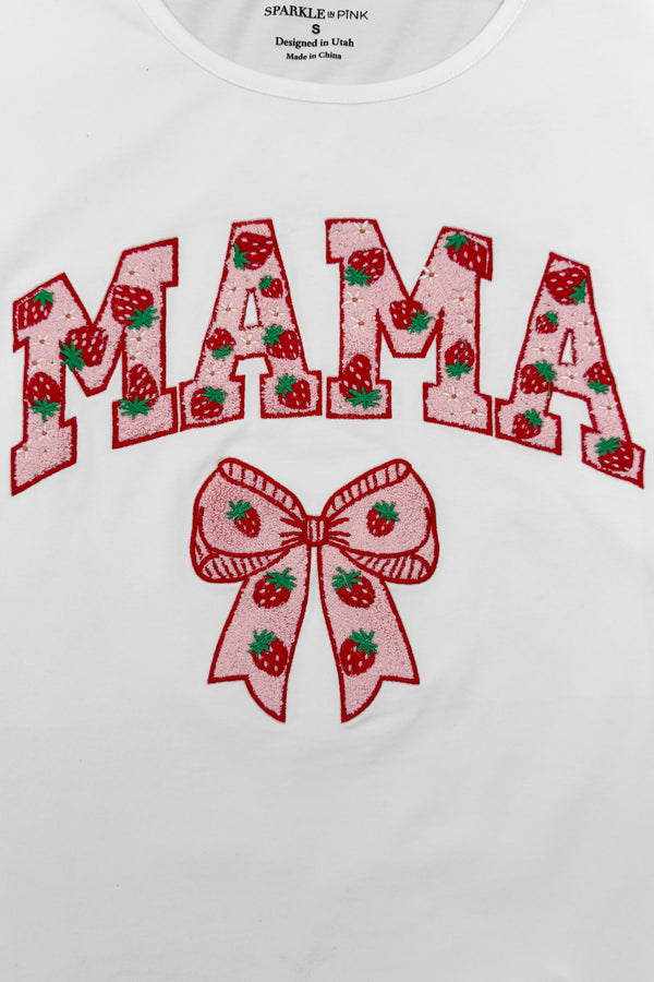 Mom & Me - "Mama & Mini" Strawberry Chenille Patch Top | Sparkle in Pink
