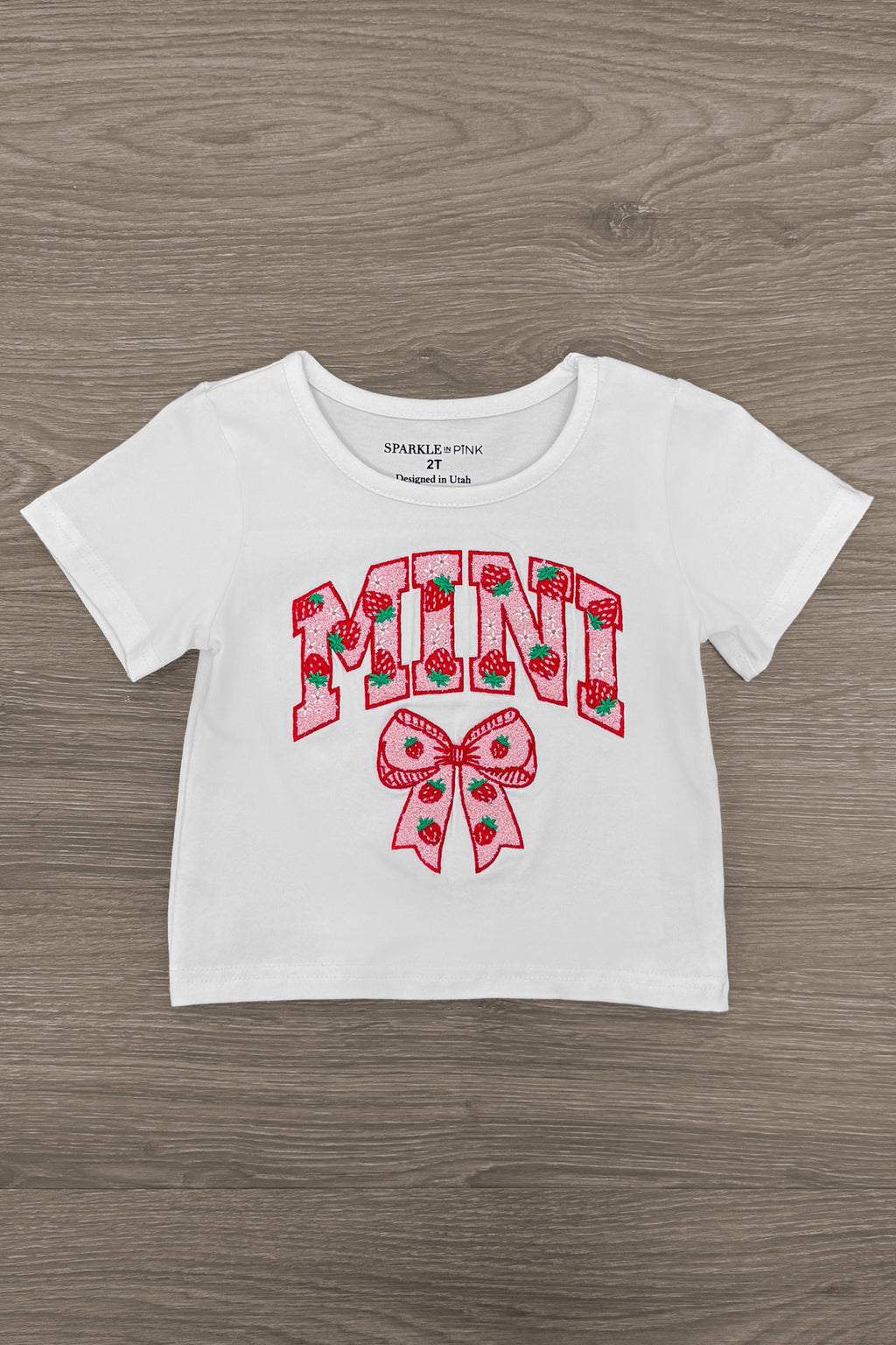 Mom & Me - "Mama & Mini" Strawberry Chenille Patch Top | Sparkle in Pink