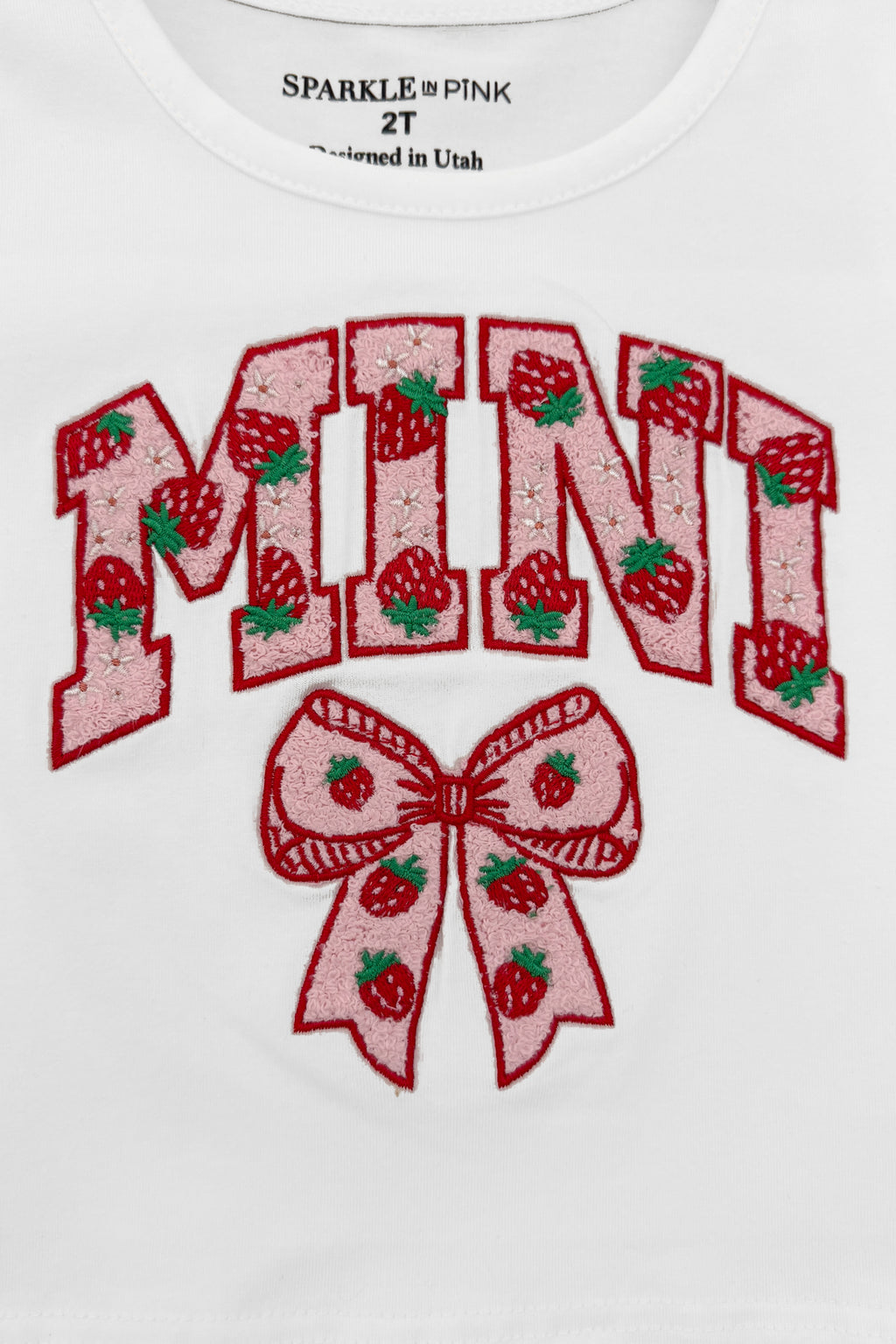 Mom & Me - "Mama & Mini" Strawberry Chenille Patch Top | Sparkle in Pink