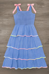Mom & Me - Chambray Pom Pom Ribbon Dress | Sparkle in Pink
