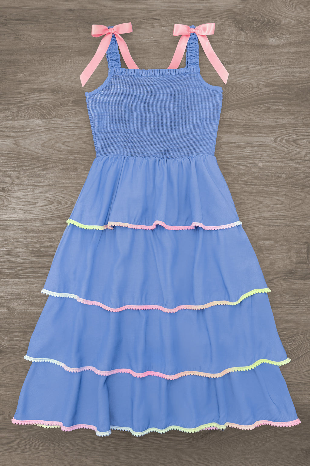 Mom & Me - Chambray Pom Pom Ribbon Dress | Sparkle in Pink