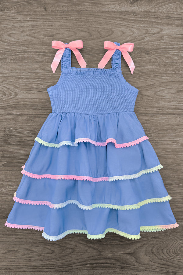 Mom & Me - Chambray Pom Pom Ribbon Dress | Sparkle in Pink