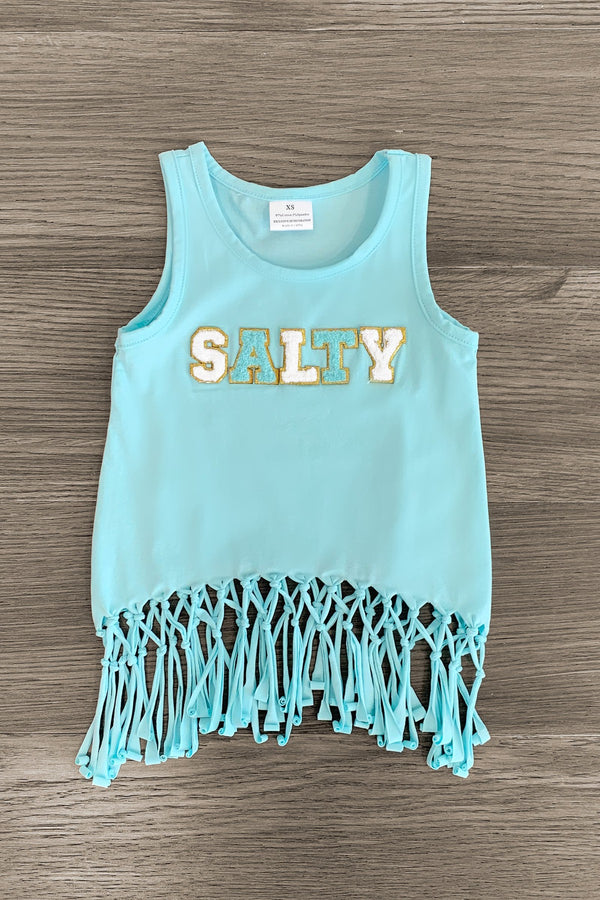 Mom & Me - "Salty" Chenille Patch Tank Top - Sparkle in Pink
