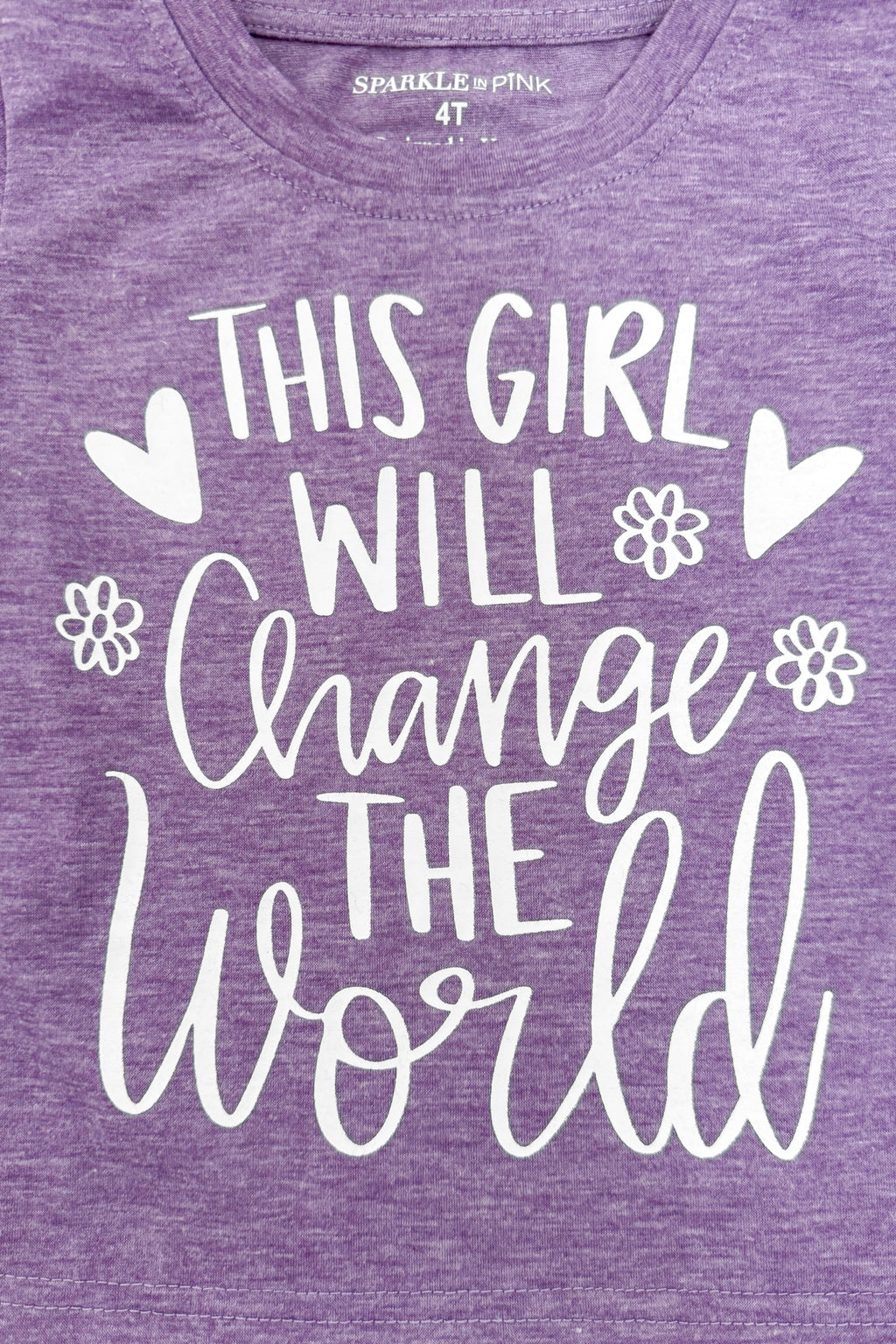 "This Girl Will Change The World" Denim Short Set | Sparkle in Pink