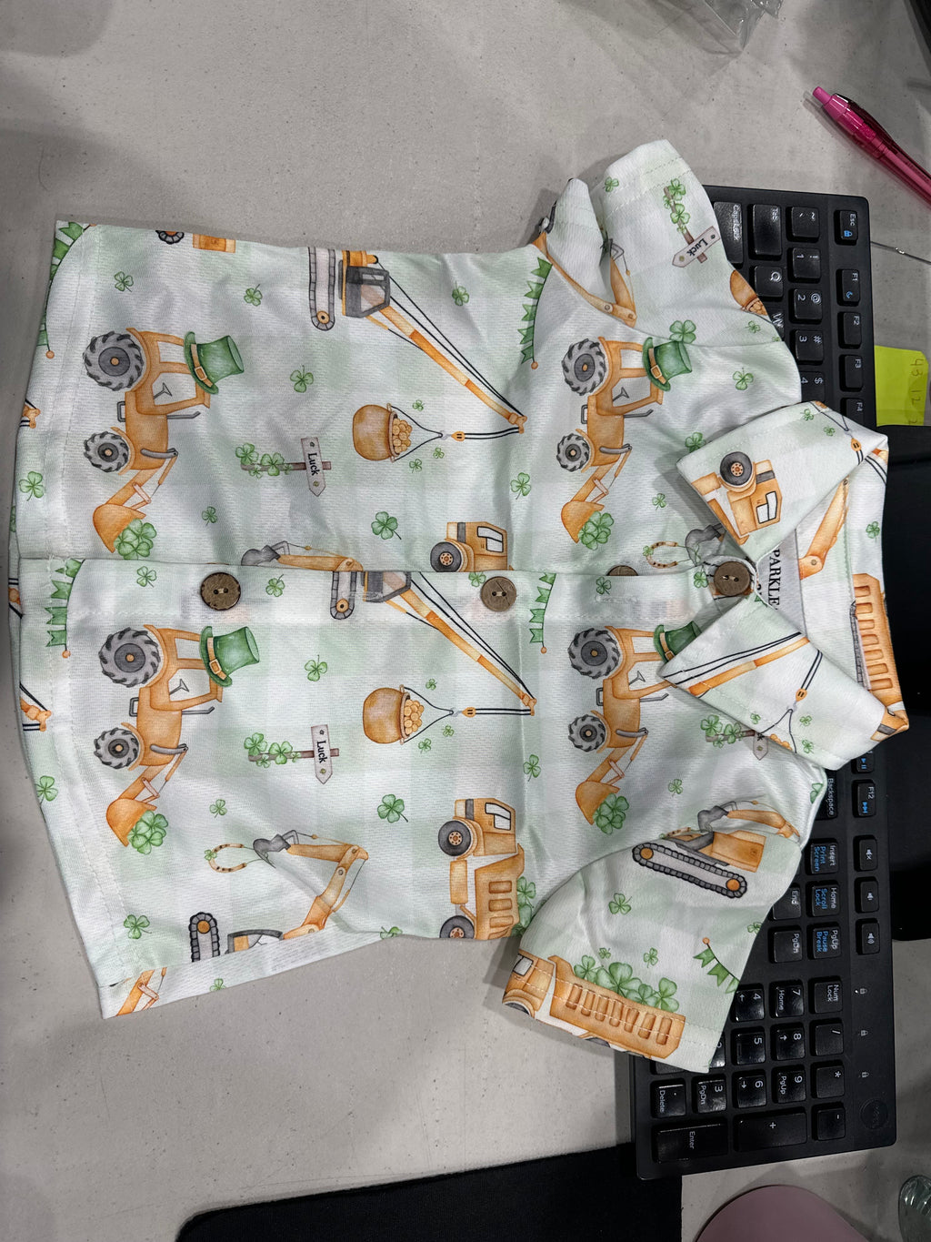 Lucky Tractor Button Down Top