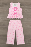 Pink Bow Striped Pant Set | Sparkle in Pink