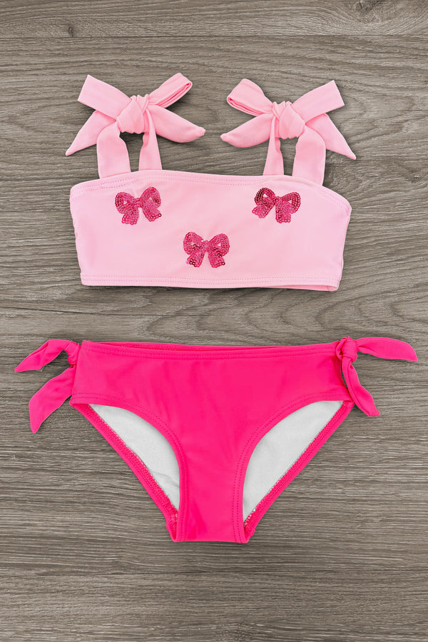 Mom & Me - Pink Sequin Bow Bikini | Sparkle in Pink