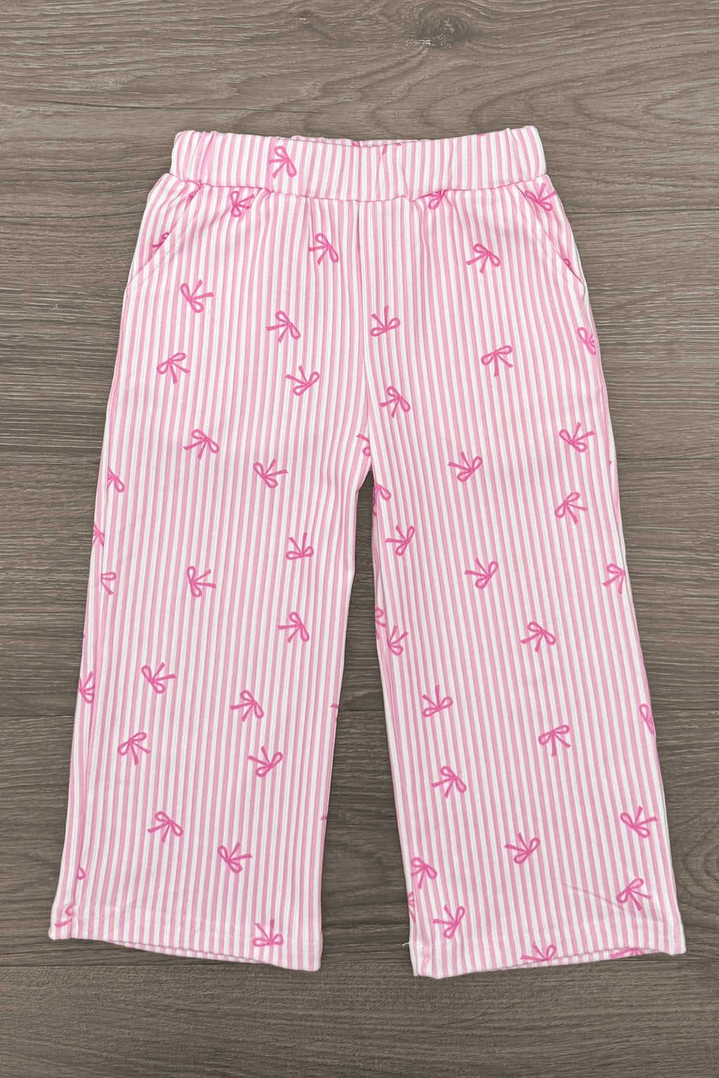 Pink Bow Striped Pant Set | Sparkle in Pink