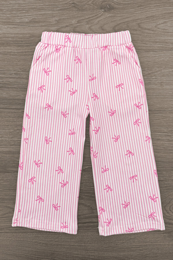 Pink Bow Striped Pant Set | Sparkle in Pink