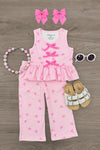 Pink Bow Striped Pant Set | Sparkle in Pink