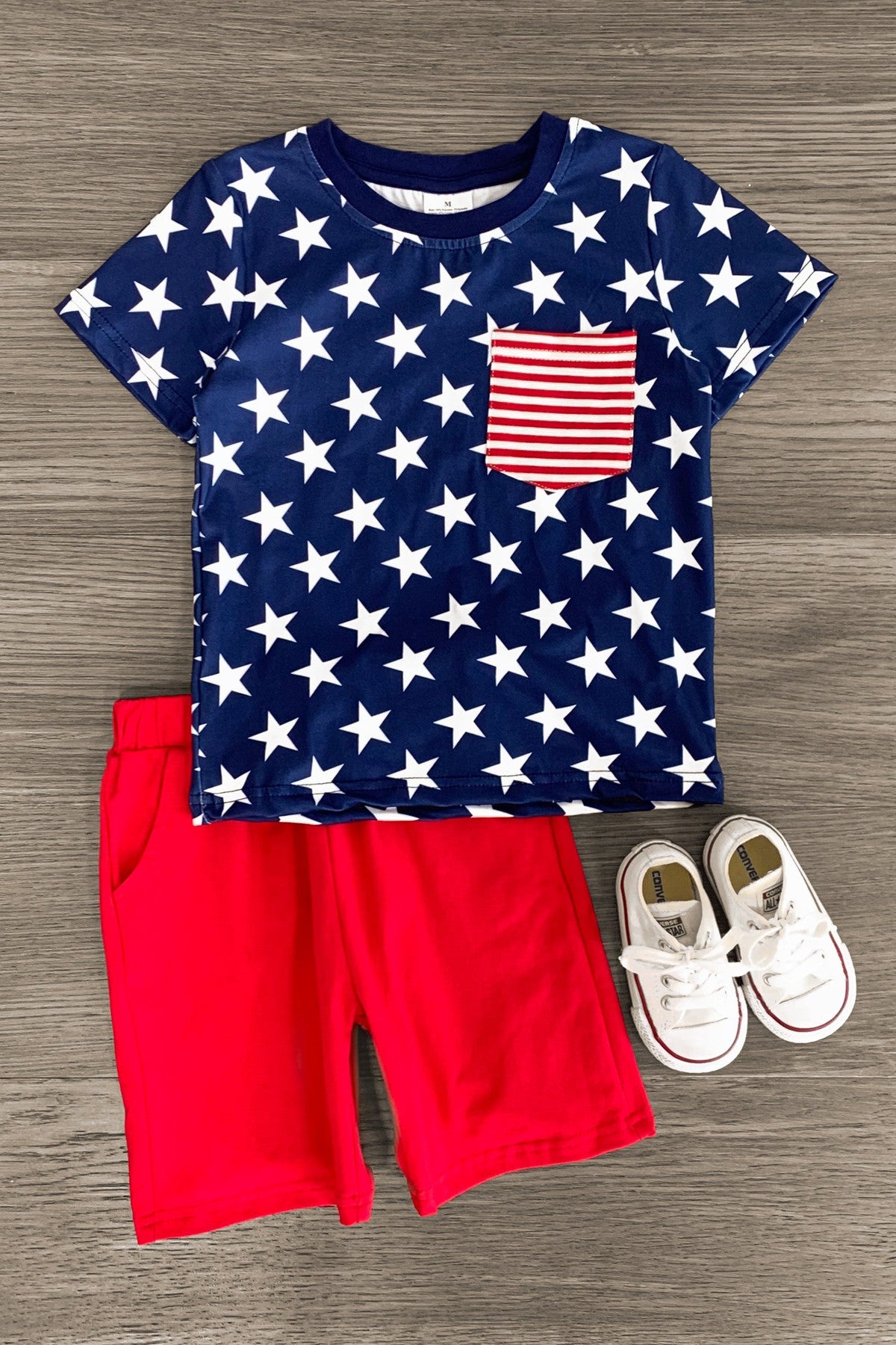 Stars & Stripes Pocket Short Set - Sparkle in Pink