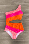 Mom & Me - Pink & Orange Striped Swimsuit - Sparkle in Pink