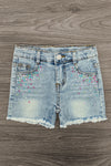 Pink Pom Pom Gemstone Denim Short Set | Sparkle in Pink
