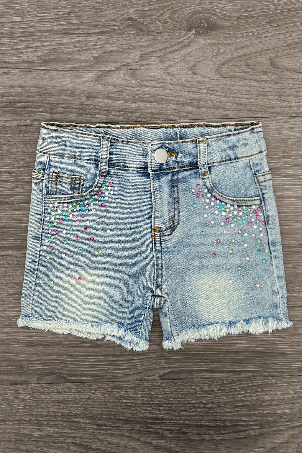 Pink Pom Pom Gemstone Denim Short Set | Sparkle in Pink