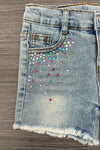 Pink Pom Pom Gemstone Denim Short Set | Sparkle in Pink