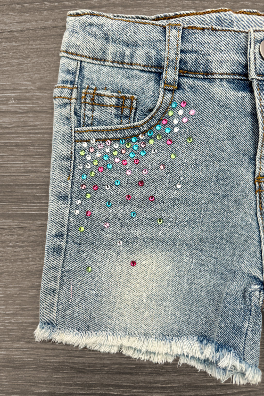 Pink Pom Pom Gemstone Denim Short Set | Sparkle in Pink