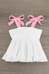 White Floral Lace Denim Short Set | Sparkle in Pink