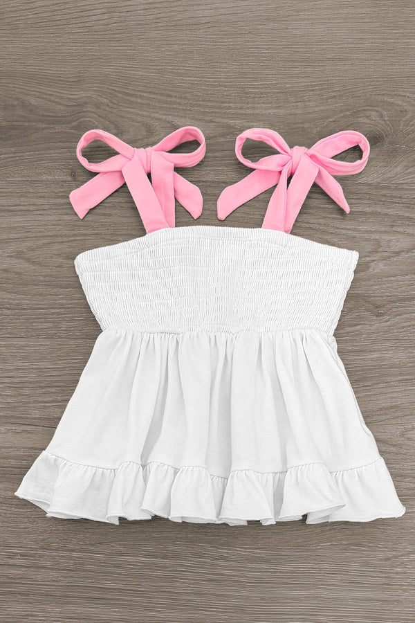 White Floral Lace Denim Short Set | Sparkle in Pink