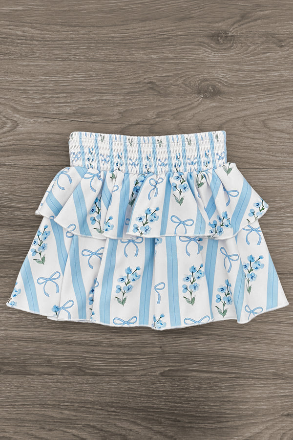 Blue Floral Bows Skirt Set | Sparkle in Pink