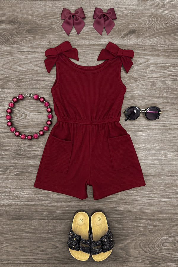 Ribbed Bow Romper | Sparkle in Pink