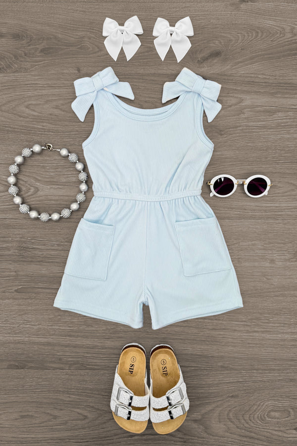Ribbed Bow Romper | Sparkle in Pink