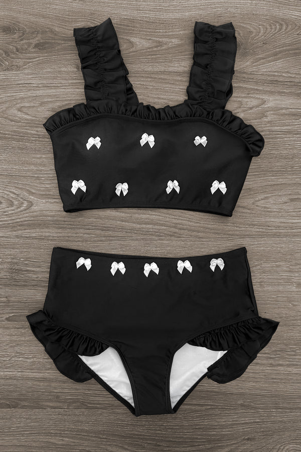 Mom & Me - Black Ruffle Bow Bikini | Sparkle in Pink