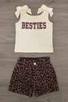 "Besties" Cheetah Denim Short Set | Sparkle in Pink