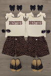 "Besties" Cheetah Denim Short Set | Sparkle in Pink