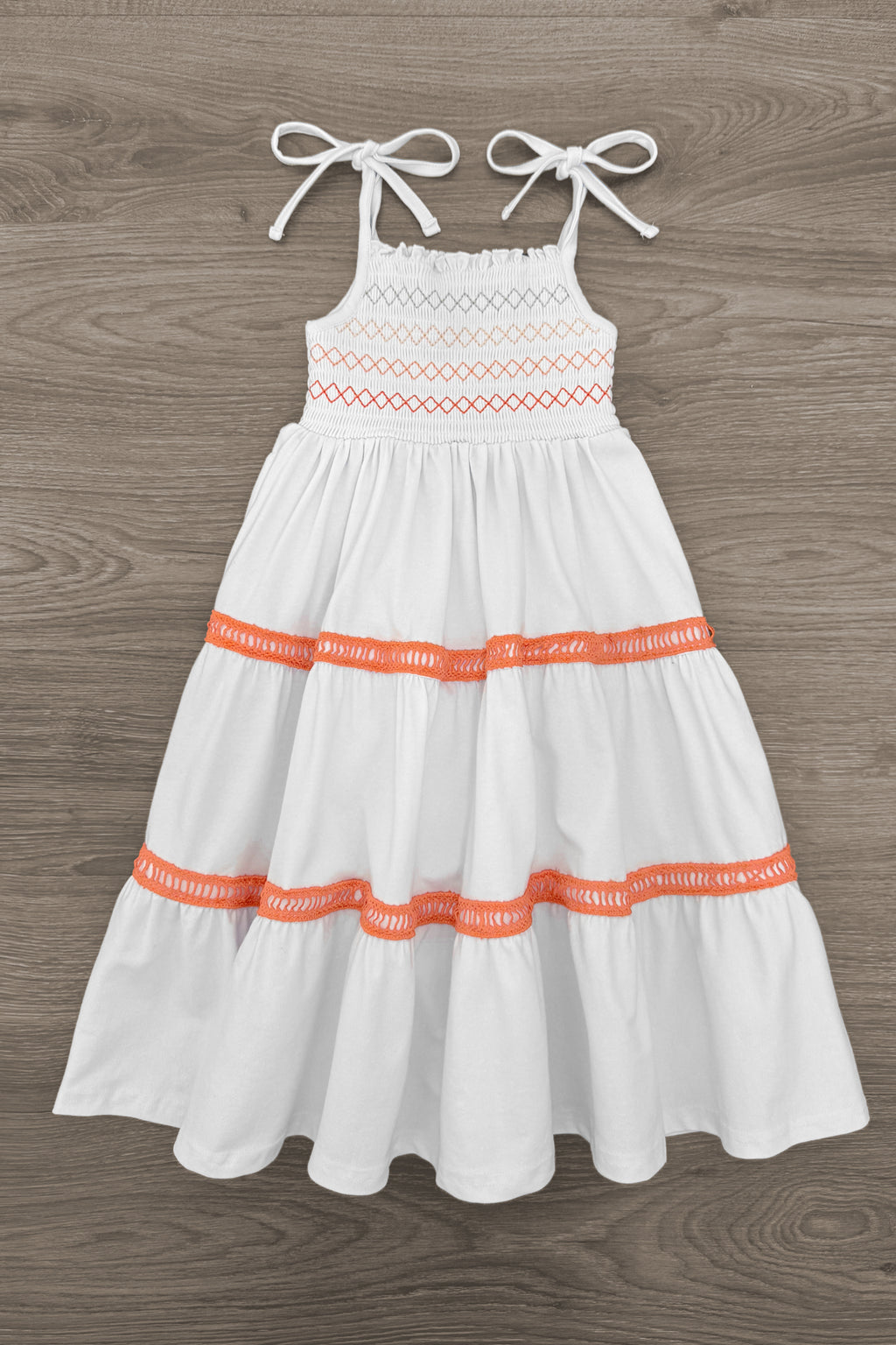 Mom & Me - White & Orange Ruffle Maxi Dress | Sparkle in Pink