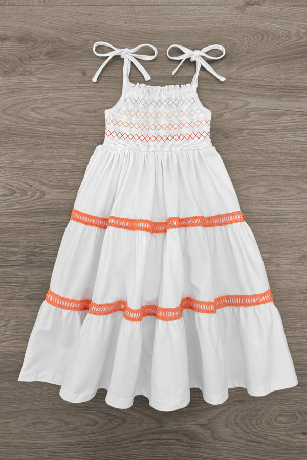 Mom & Me - White & Orange Ruffle Maxi Dress | Sparkle in Pink