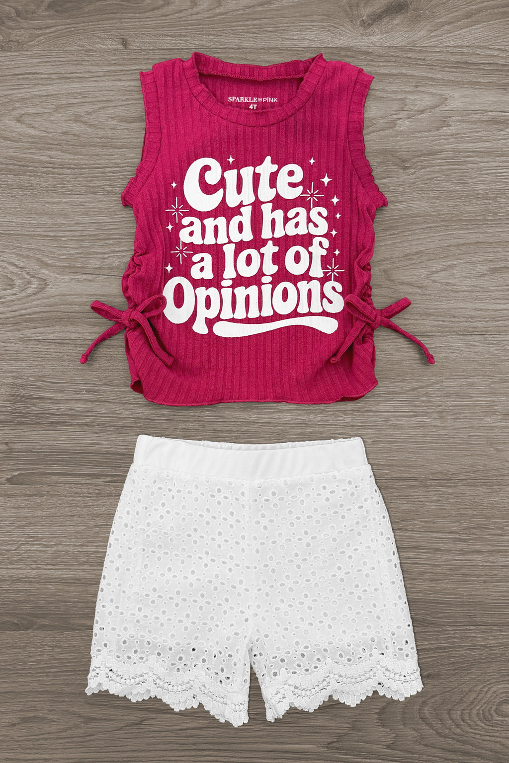 "Cute And Has A Lot Of Opinions" Short Set | Sparkle in Pink