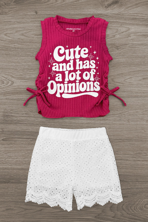 "Cute And Has A Lot Of Opinions" Short Set | Sparkle in Pink