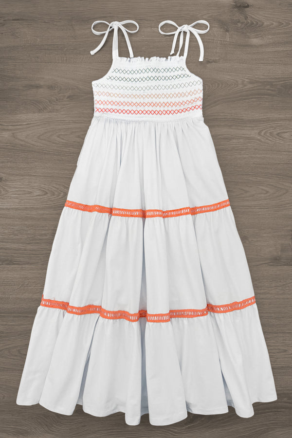 Mom & Me - White & Orange Ruffle Maxi Dress | Sparkle in Pink