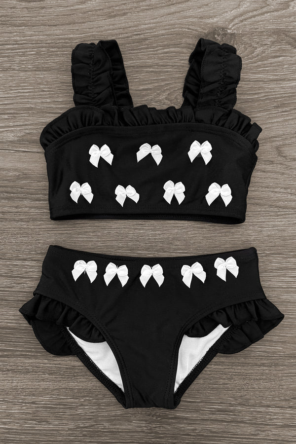 Mom & Me - Black Ruffle Bow Bikini | Sparkle in Pink